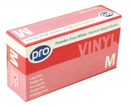 PRO Powder-Free White Stretch Vinyl Gloves
